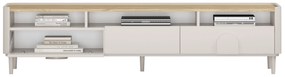 Comodă TV Amilio 200 cm cu sertare - cashmere / stejar uleiat / mânere cashmere