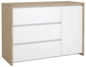 Comodă albă-în culoare naturală cu aspect de lemn de stejar 119x84x48 cm Next – Tvilum
