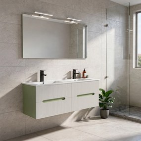 Trent Mobilier de baie 120 cm lavoar ceramic cu oglindă 60x120 cm verde deschis-alb