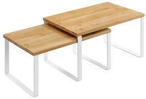 Set de 2 rafturi de depozitare MARGE, alb/maro