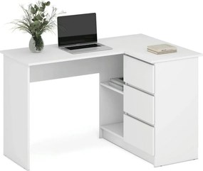 Birou BEGA, alb, PAL laminat, 124x85x76 cm