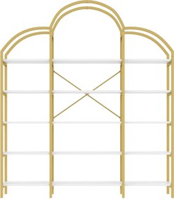 Raft în stil simplu, cinci straturi de depozitare, formă unică de nor, 170x26x190 cm, Aur + Alb