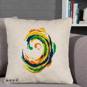 Perna Decorativa Vortex Abstract Colorat, 40x40 cm, Bej Canapea, Husa Detasabila, Perna Inclusa, BEKZ®