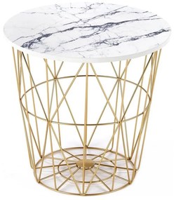 Măsuță de cafea HARISSA 41x42 cm auriu/alb decor marmorat