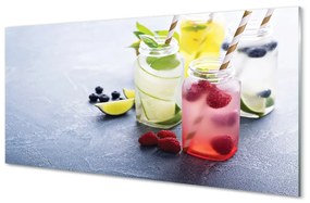 Tablouri pe sticlă Cocktail de lamaie zmeura lime
