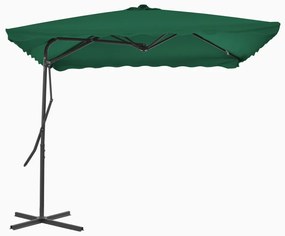vidaXL Umbrelă de soare de exterior, stâlp din oțel, verde, 250x250 cm
