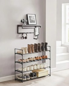 Raft pentru pantofi TORINO, 4 polițe, 30x92x74cm, negru SongmicsHome