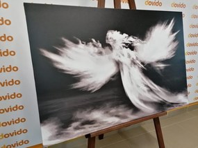 Tablou chip de înger în nori în alb-negru