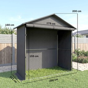 Outsunny Cort Garaj cu Intrare Rulabilă, Corzi și Țăruși, 1.1x2 m, Gri Închis | Aosom Romania