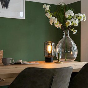 Lampă de masă de design neagră cu sticlă fumurie - Bliss Cute