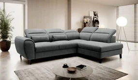 Coltar extensibil cu spatiu pentru depozitare, 255x201x100 cm, Noble R01, Eltap (Culoare: Gri inchis - Flores 4)