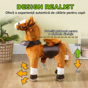 AIYAPLAY Căluț pentru Copii cu Sunete Realiste, Maro | Aosom Romania