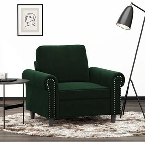 349139 vidaXL Fotoliu canapea, verde închis, 60 cm, catifea