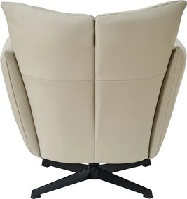 Fotoliu Accent Pivotant 360° – Design Modern, Bază Metalică Neagră, Tapițerie PU Premium, Bej