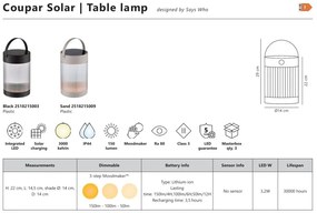 Lampa portabila solara, 3-step Moodmaker, protectie IP44, Coupar sand