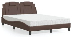 vidaXL Pat cu saltea, maro, 120x200 cm, piele ecologică