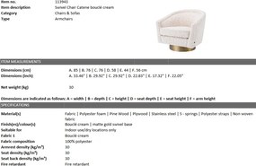 Fotoliu rotativ design lux Catene auriu finisaj mat/ crem 113943 HZ