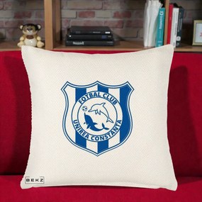Perna Personalizata FC Unirea Constanta Fotbal, 40x40 cm, Crem Reliefat, Husa Detasabila, Perna Inclusa, BEKZ®