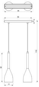 Lustră pe cablu MUZA 2xE27/60W/230V