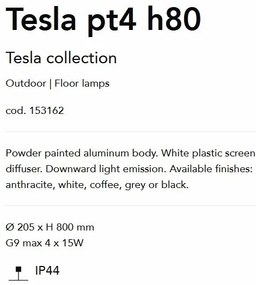 Stalp iluminat exterior design modern TESLA PT4 H80 ANTRACITE