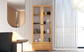 Vitrină lemn masiv TerraCraft Fag 1 Sertar, 80 × 38 × 182 cm - Natural