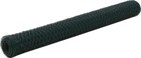vidaXL Plasă de sârmă găini, verde, 25 x 1,2 m, oțel cu înveliș PVC
