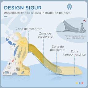 AYIAPLAY tobogan copii 1-3 ani pentru copii, din PE si PP, cu tema spatiala si trepte antiderapante, 157x46.5x80 cm | Aosom Romania