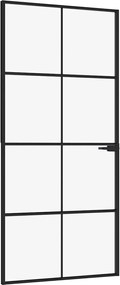 vidaXL Ușă de interior negru 93x201,5 cm sticlă securiz./aluminiu slim