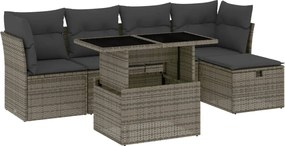 vidaXL Set mobilier grădină cu perne, 6 piese, gri, poliratan