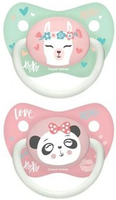 Set 2 buc simetric suzete, 6-18m, Canpol Babies - Animale exotice - roz