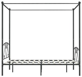 Cadru de pat cu baldachin, gri, 160 x 200 cm, metal Gri, 160 x 200 cm