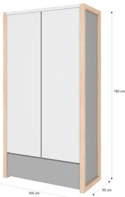 Dulap pentru copii Culoare Alb-Gri Neutru / Pin, PINETTE
