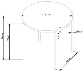 Set masa rotunda Morgan ø120 cm + 3 scaune K336 ratan natural