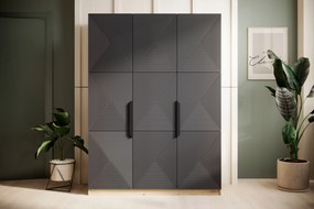 Dulap Asha 150 cm cu mânere metalice - artisan / rivier piatra mat / negru mânere