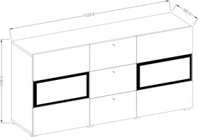 Comodă cu sertare Baros 26 132 cm - beton închis / schiefer