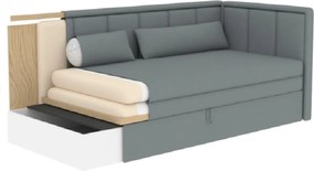 Canapea extensibila brat dreapta 3 locuri, ELTAP, Fulgeo, 214x82x77 cm, lemn/catifea din poliester, gri inchis