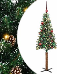 vidaXL Brad de Crăciun subțire Verde 150 cm PVC și lemn de PIN masiv