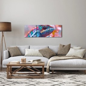Tablou - Cameleon colorat (cu ceas) (90x30 cm)