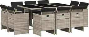 vidaXL Set mobilier de grădină cu perne 11 piese gri deschis poliratan