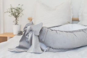Suport de dormit Babynest Premium Bumbac Organic si Catifea Gri Deschis cu Funda by BabyLy, 80x50 cm