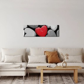 Tablou cu inimioare din lemn (cu ceas) (90x30 cm)