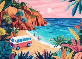 Tablou - Rulotă la ocean (70x50 cm)