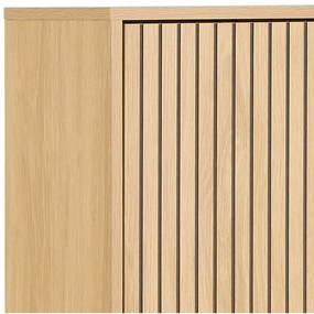 Pantofar în culoare naturală cu deschidere înclinată cu aspect de lemn de stejar 72x140x25 cm Albany – Actona