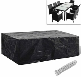 41642 vidaXL Prelată mobilier exterior din poliratan cu 10 inele 300 x 140cm