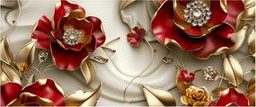Tablou - Flori 3D Roșu-Auriu (120x50 cm)