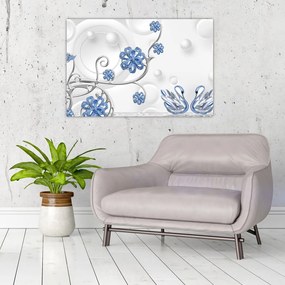 Tablou - Lebede albastre (90x60 cm)