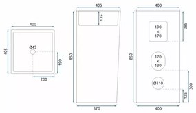 Lavoar freestanding Rea Holly dreptunghiular finisaj alb lucios 40 cm