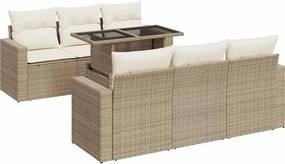vidaXL Set canapele de grădină, 7 piese, cu perne, bej, poliratan