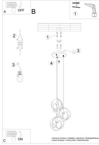 Lustră pe cablu TULOS 3xE27/60W/230V albă Sollux SL.1084