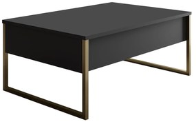 Masuta cafea Luxe, gri antracit/auriu, PAL/metal, 90x60x40 cm